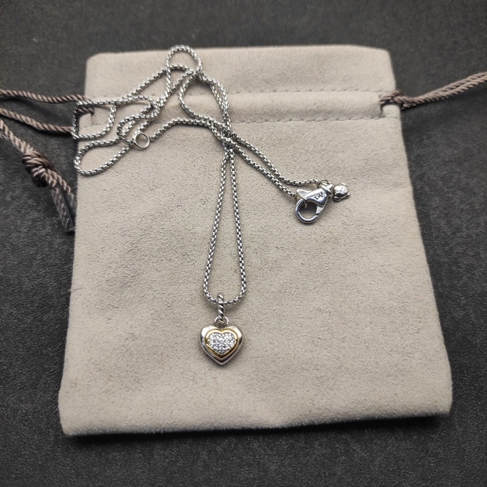 David Yurman Two-Tone Heart Pendant Necklace - Picture 2 of 4